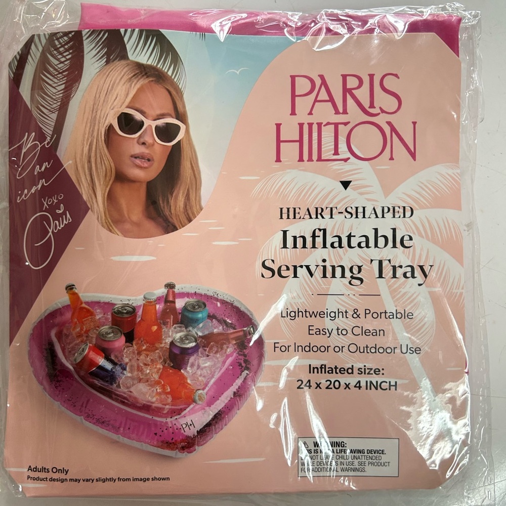 Paris Hilton Pink Heart-Shaped Inflatable Serving Tray